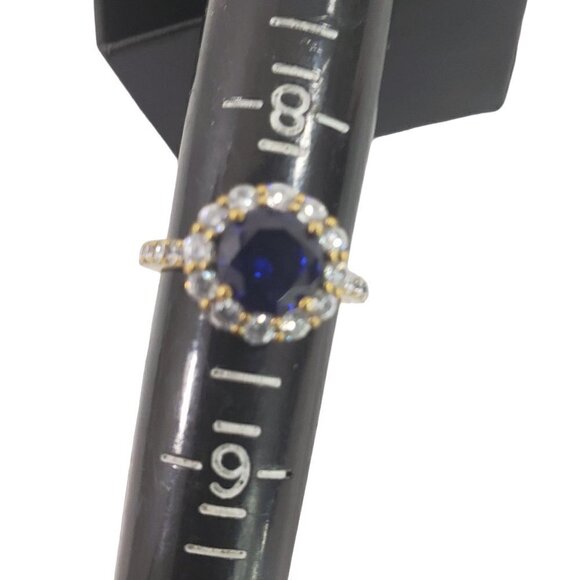 HSN Princess Diana Inspired Gold Vermeil .925 Sterling Silver Blue Sapphire Ring - Picture 9 of 16